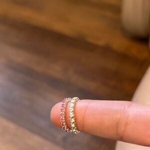 Delicate Pink and Clear Crystal Eternity Band Toe Ring Set - Women Jewelry